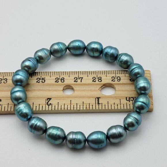 Peacock Pearl Stretch Bracelet 6.75" - Picture 6 of 6